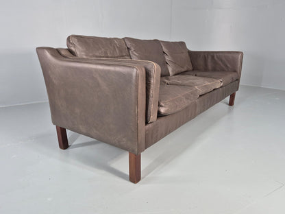 Vintage 3 Seat Sofa Danish Brown Leather Mid Century Retro 1970s EB10487 M3SS11