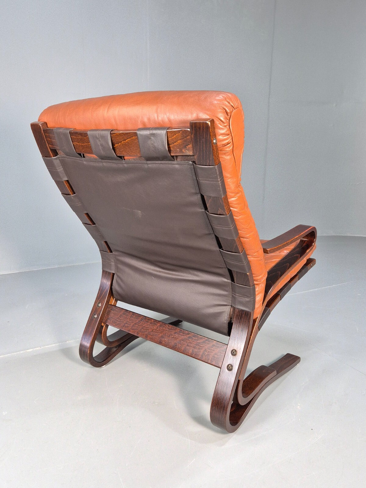 Vintage Danish Leather Tan Lounge Chair Skyline Hove MCM Retro 1970s EB9274 MBEN - UKDK FURNITURE