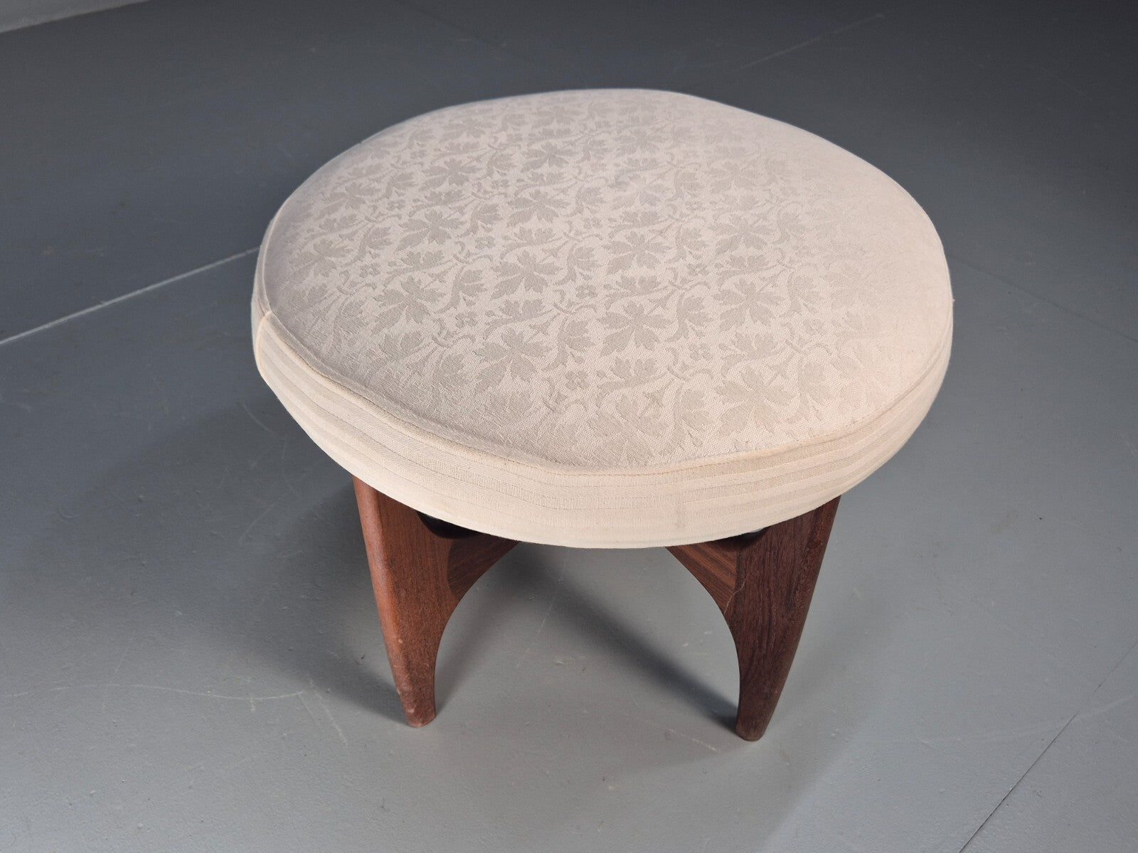 Vintage G plan Dressing Table Stool Teak Astro Base White Cotton EB9750 MFOO - UKDK FURNITURE