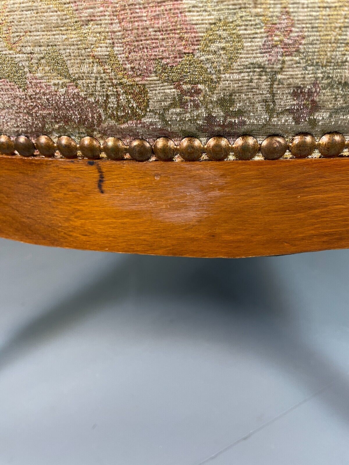 EB6426 Vintage Danish Wing Back Lounge Chair Haedwood Frame Floral Antique VCLO - UKDK FURNITURE
