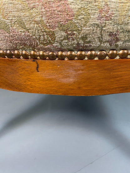 EB6426 Vintage Danish Wing Back Lounge Chair Haedwood Frame Floral Antique VCLO - UKDK FURNITURE