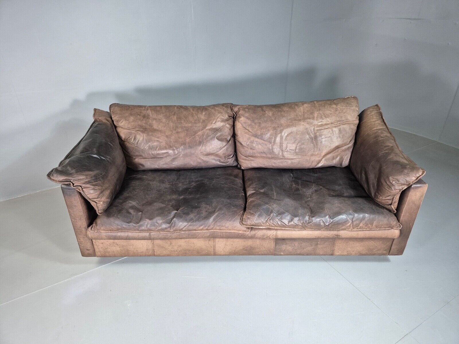 Vintage Danish 3 Seat Sofa Brown Leather 1980s Retro EB7506 M2SS - UKDK FURNITURE