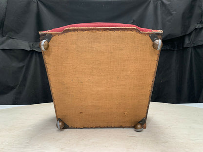 Vintage Arm Chair with Castors Dark Red Fabric for Reupholstery VCLO EB259710