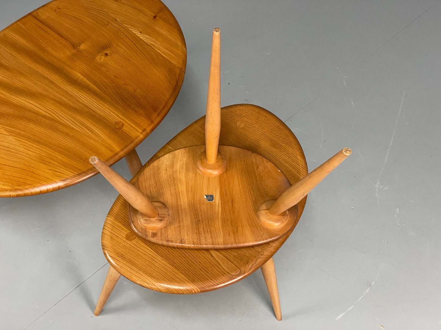 Ercol Pebble Nesting Tables Blonde Elm 1960s Mid Century Side Table EB11689 MWOO11