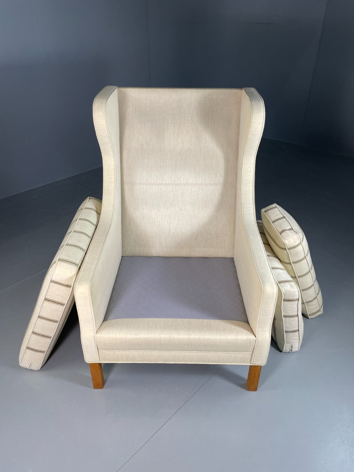 Vintage Danish Lounge Chair Cream Wool Wing Back 1979s Retro MCM EB6620 MNOR14