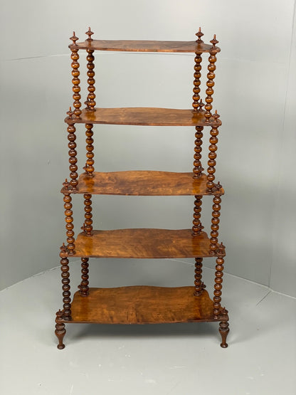 Antique Mahogany Whatnot Shelving Unit Bobbin Turned Tiered EB11197 MWOO20