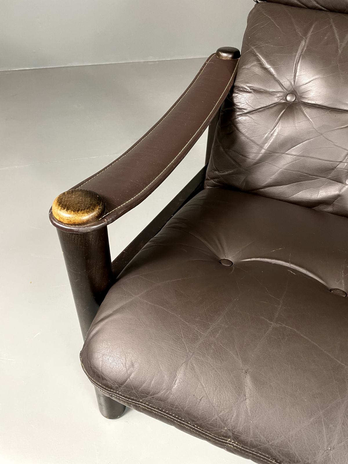 Vintage Danish Lounge Chair Brown Leather Jeki Gehl Retro MCM EB6082 MNOR3