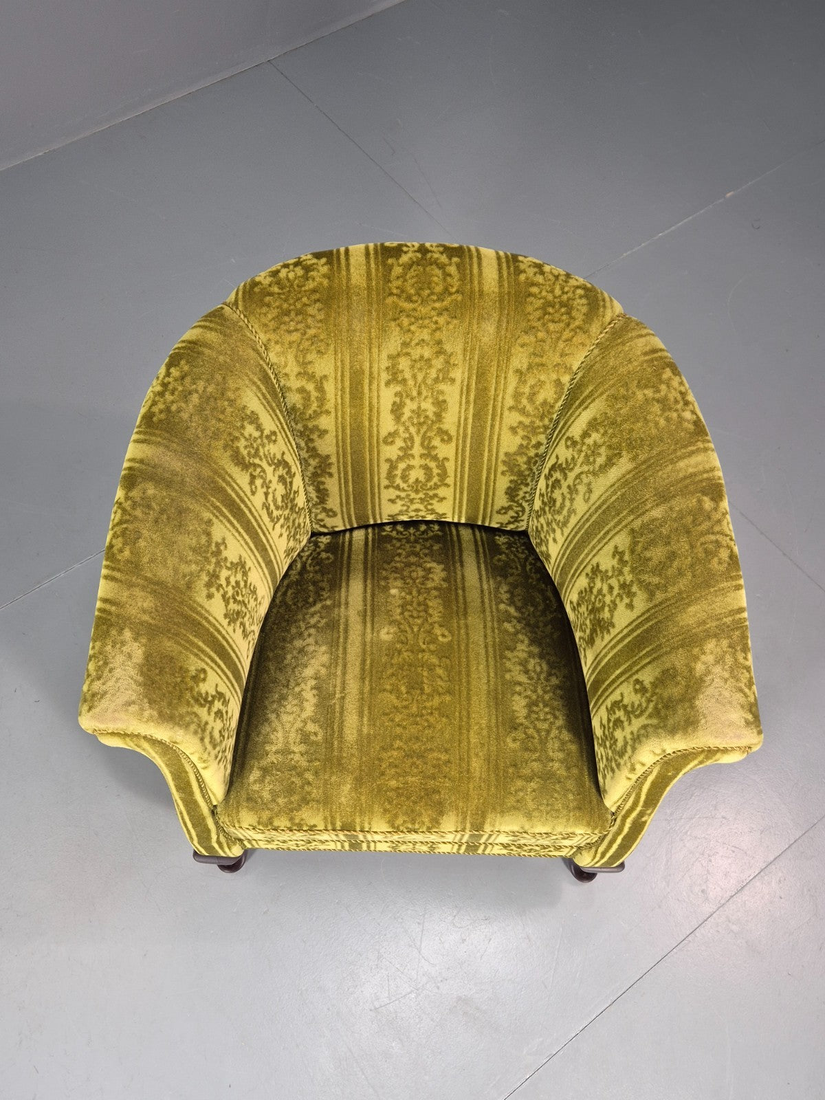 Vintage Art Deco Danish Tub Chair Green Moquette 1940s  EB10775 VCLO4