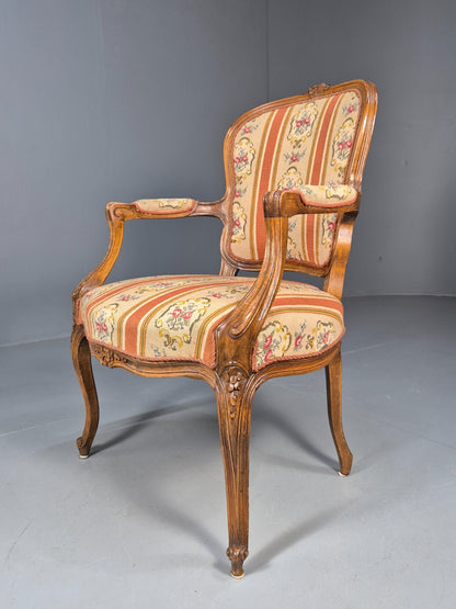 Vintage Danish Armchair in French Rococo Style Floral 1960s EB9618 VCAR - UKDK FURNITURE