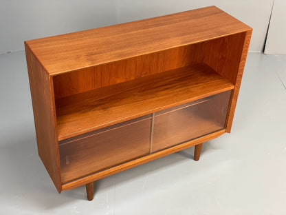 Vintage Danish Teak Bookcase By Svend Aage Rasmussen Glass Doors EB10942 MWOO2