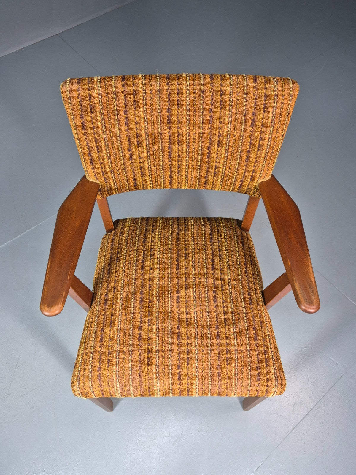 1960s Danish Teak Desk Chair Orange Wool Retro Mid Century  EB10779 MNOR2