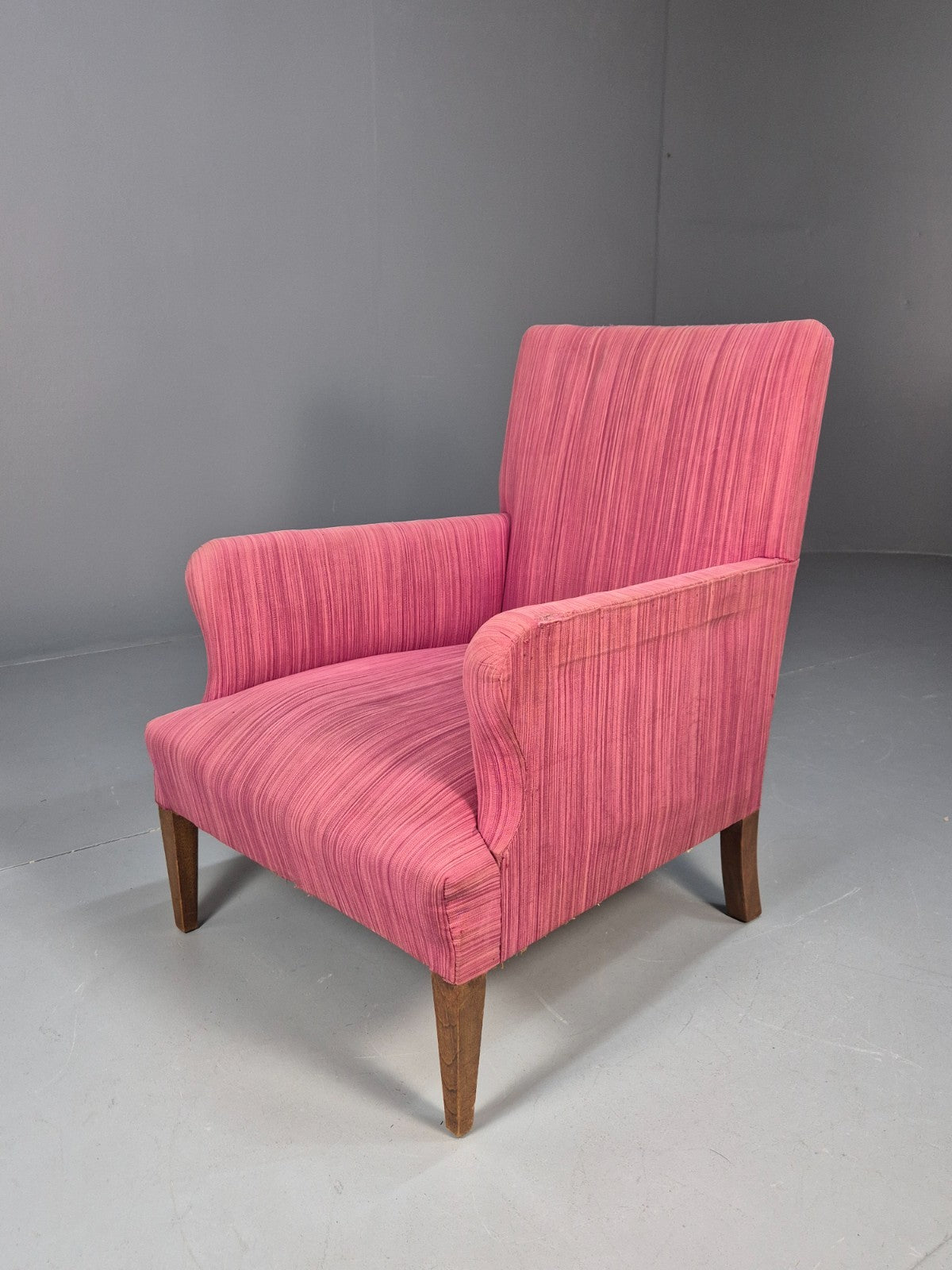 Vintage Danish Pink Chenille Lounge Chair 1950s Retro Mid Century EB10211 MNOR0