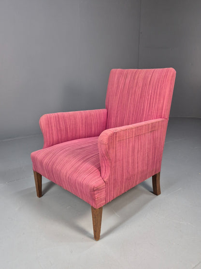 Vintage Danish Pink Chenille Lounge Chair 1950s Retro Mid Century EB10211 MNOR0