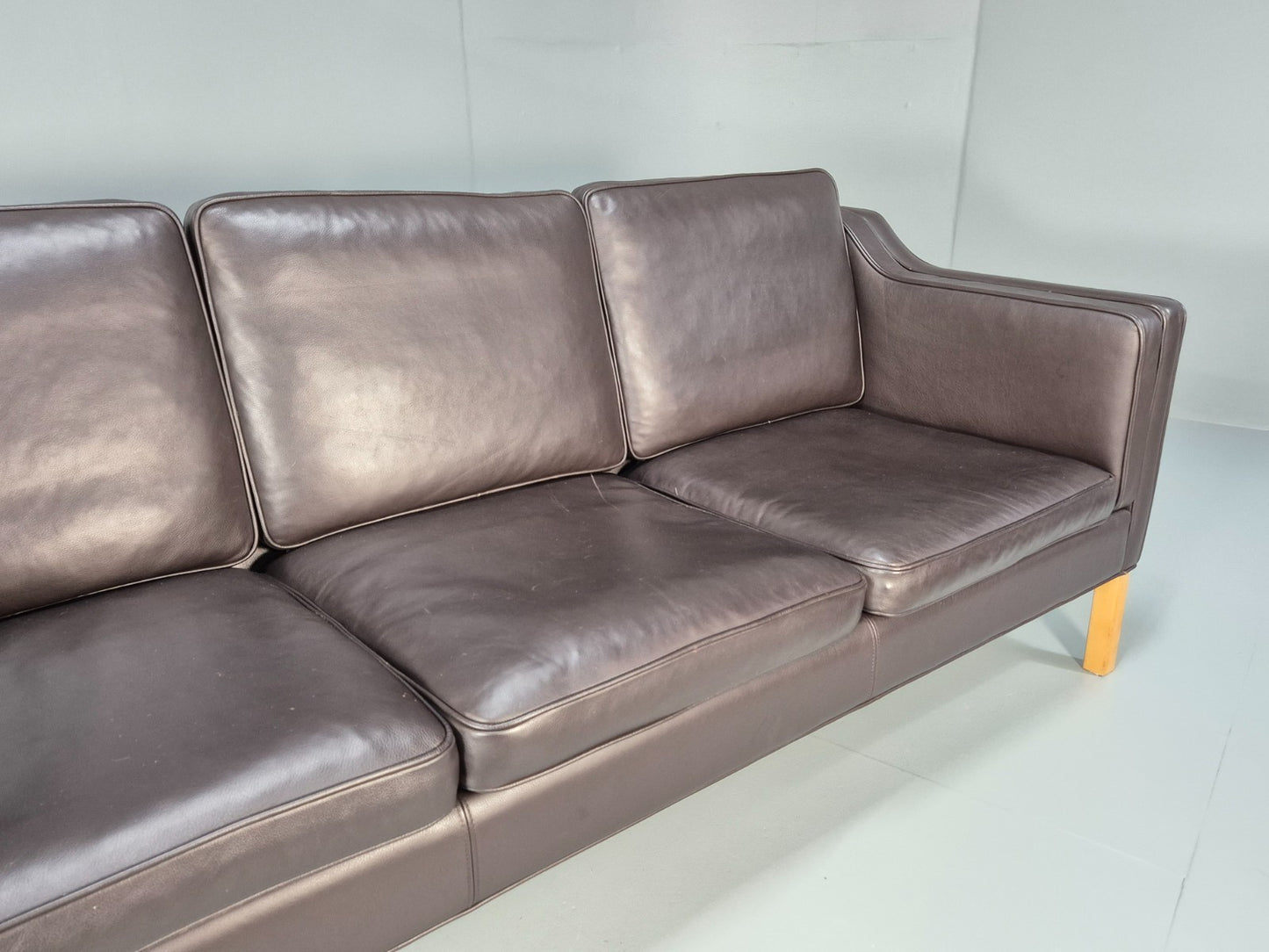 Vintage Danish 3 Seat Sofa Dark Brown Leather 1970s Retro MCM EB10071 M3SS3