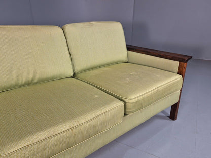 Vintage Midcentury Danish Three Seat Green Sofa Rosewood EB7741 M3SS - UKDK FURNITURE
