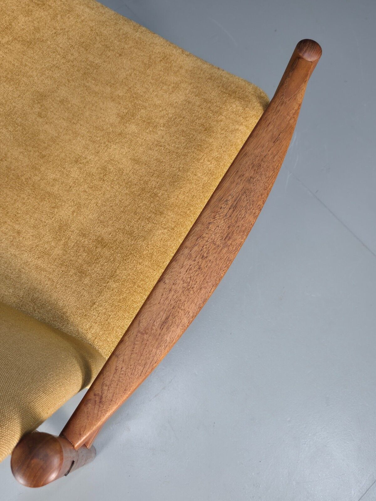 Vintage Danish Lounge Chair Yellow Cotton Teak 1960s Retro MCM EB8762 MNOR - UKDK FURNITURE