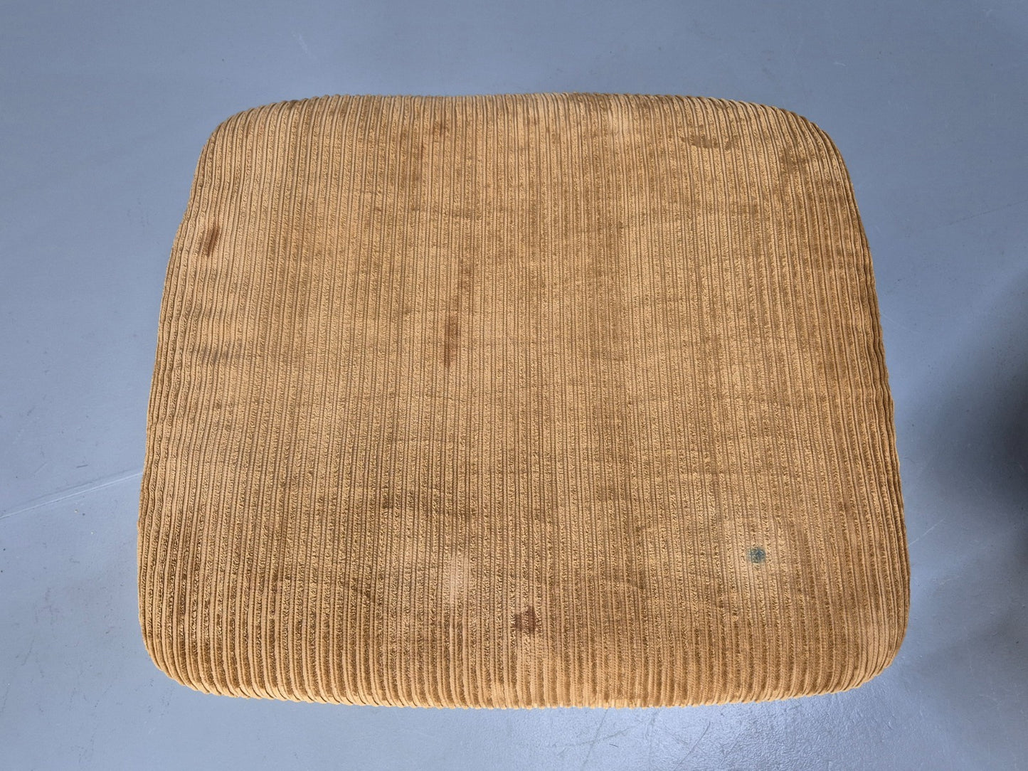 1970s Swivel Chair and Footstool Gold Corduroy Chrome Danish Elu EB10688 MSWI10