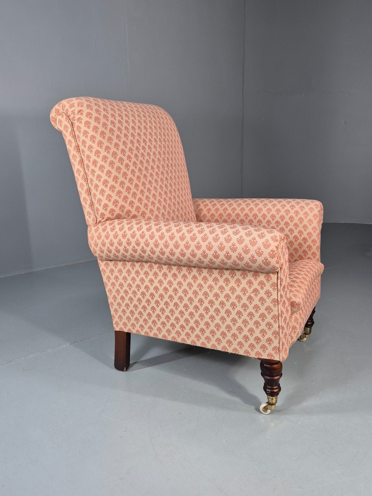 Antique Lounge Chair Edwardian Howard and Sons Style Rolled Back EB11218 VCLO8