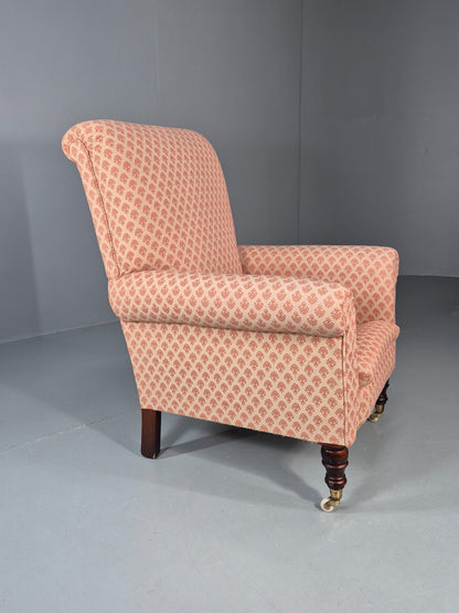 Antique Lounge Chair Edwardian Howard and Sons Style Rolled Back EB11218 VCLO8