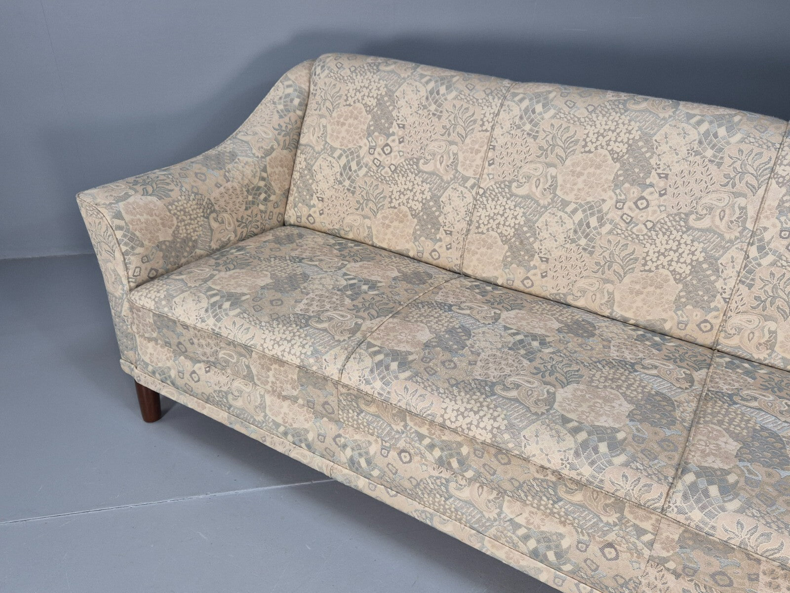 Vintage Danish Floral Upholstered 3 Seat Classic Mid Century Sofa EB9583 M3SS - UKDK FURNITURE