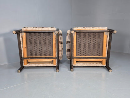 2 Vintage Danish Lounge Chair Brown and Cream Wool Retro 1970s MCM EB8494 MNOR - UKDK FURNITURE