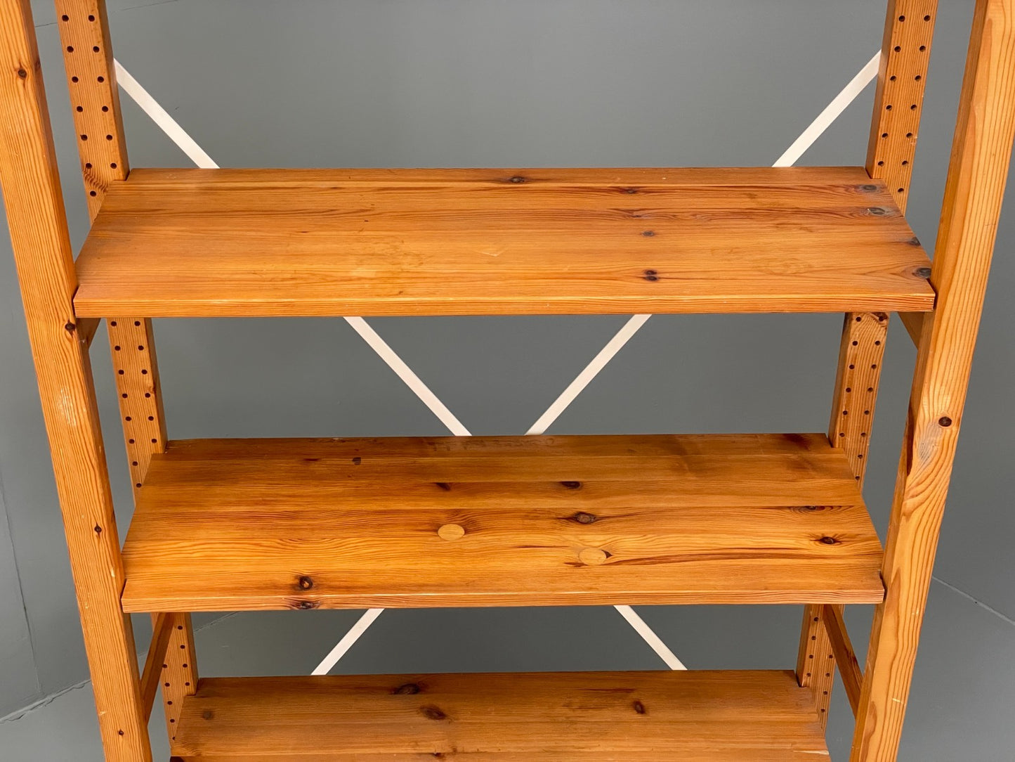 Pine Open Shelving Unit Adjustable Retro Scandi Solid EB11784 MWOO4