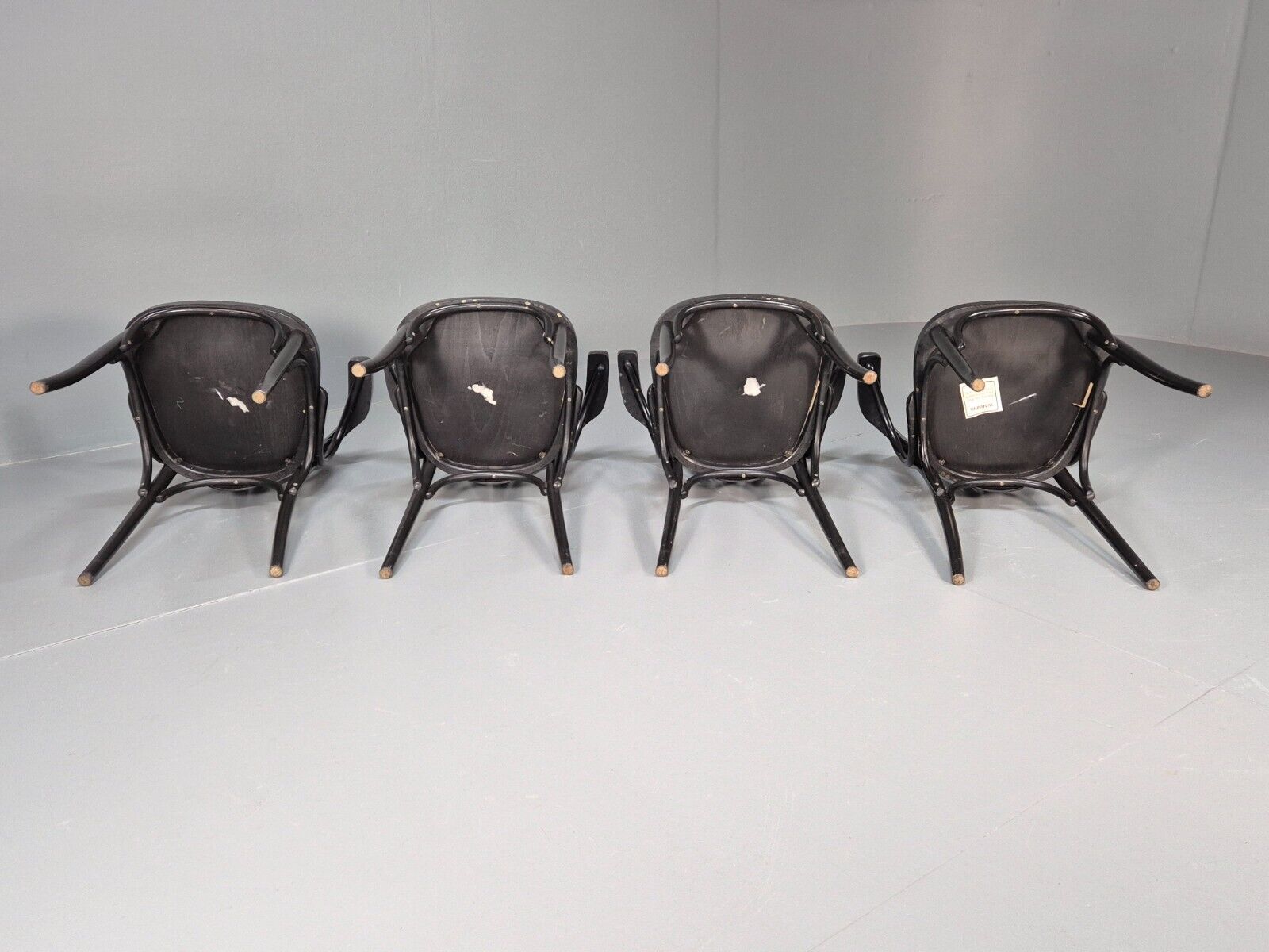 4 Vintage Bistro Chairs Black Thonet Style Czech Built Retro EB8859 VDIN - UKDK FURNITURE