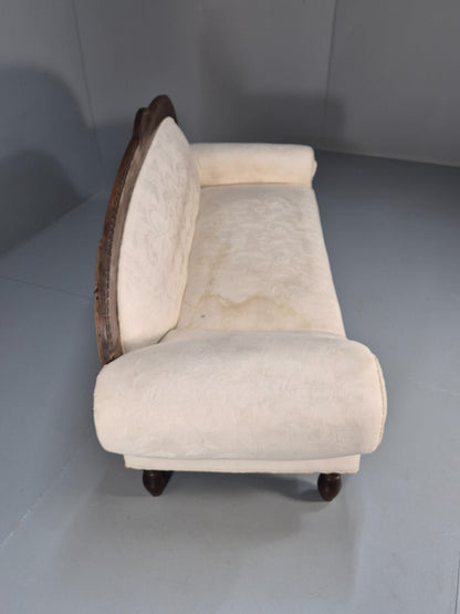 Antique Art Deco Danish Chaise Lounge Off White Mahogany Frame 1930s EB9623 VCHA - UKDK FURNITURE