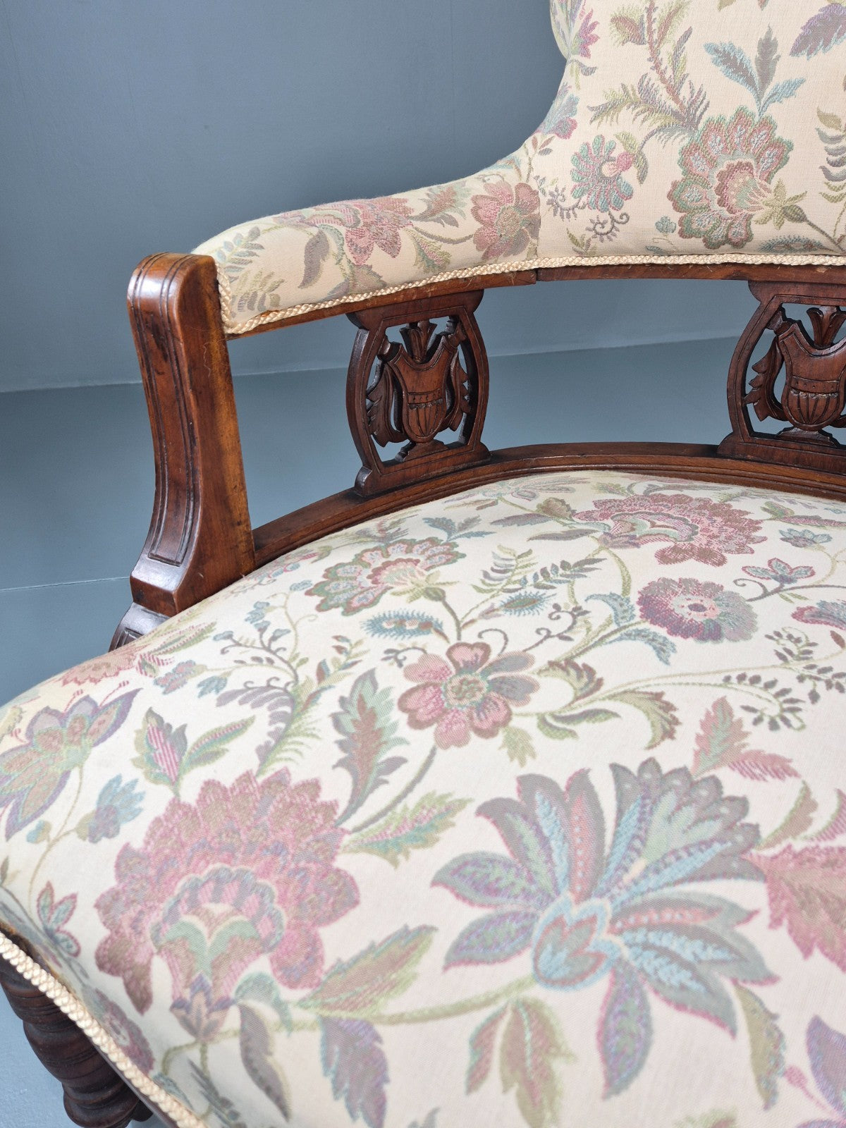 Antique Floral Tub Chair Late Victorian Mahogany Frame  EB11174 VCLO18