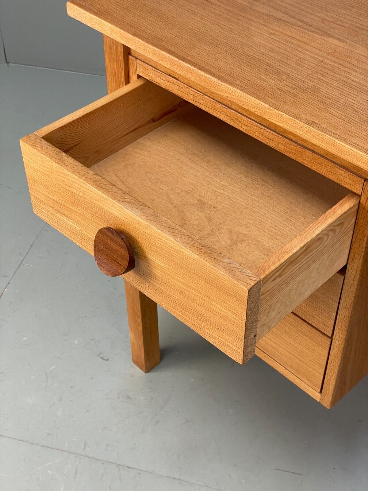 Vintage Danish Oak Desk Teak Handles With Drawers And Storage EB8722 MWOO - UKDK FURNITURE