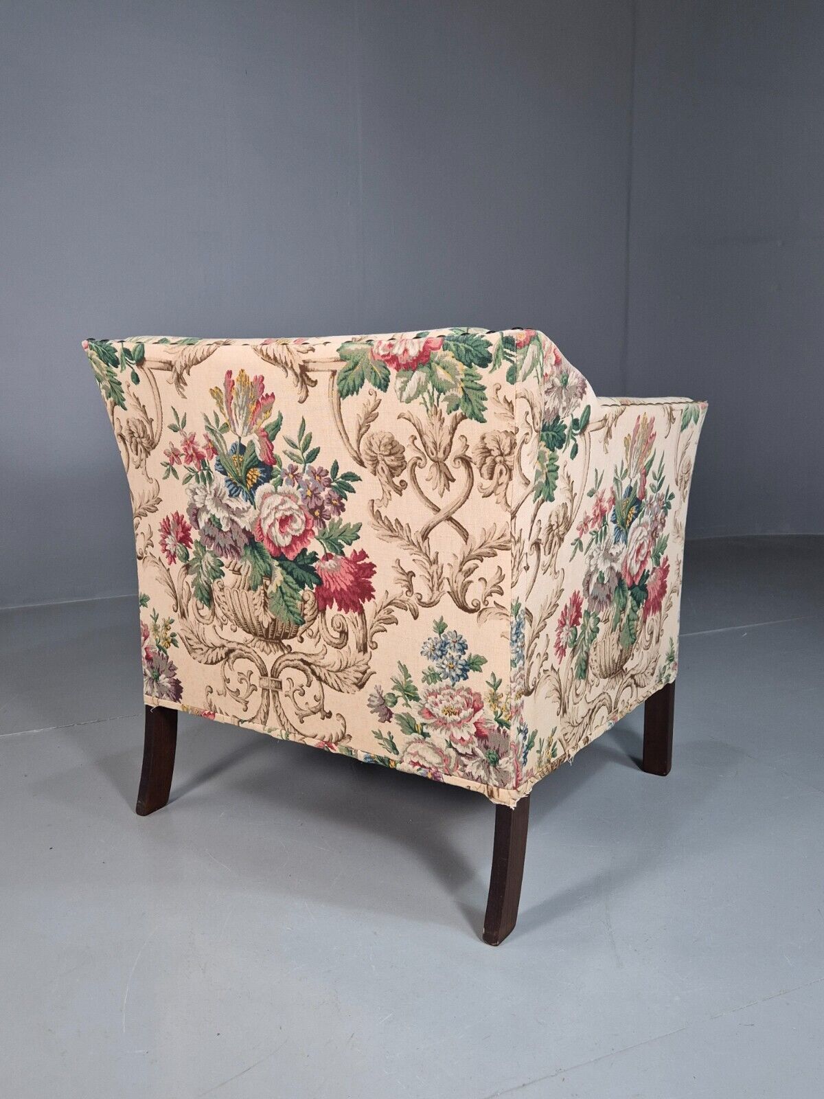 Vintage Danish Lounge Chair Floral Upholstery Retro 1950s EB7869 MNOR - UKDK FURNITURE