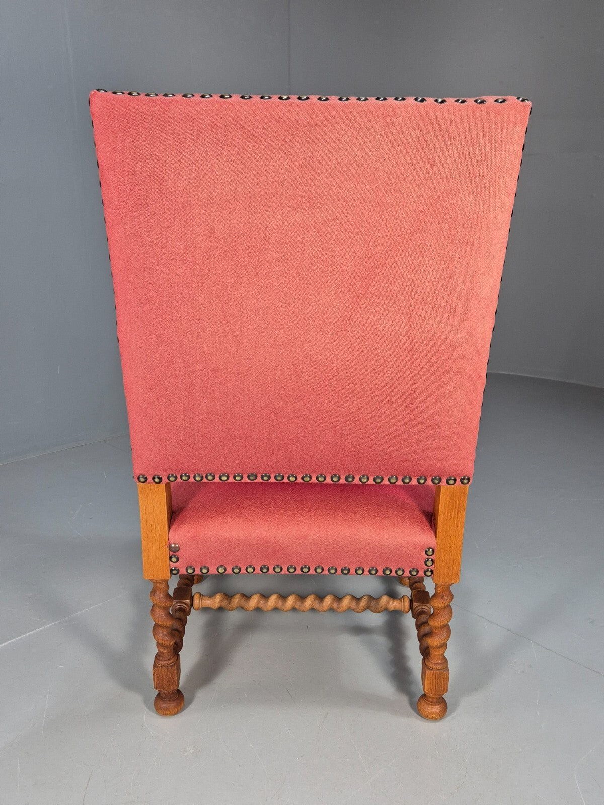 Vintage Danish Baroque Style Armchair in Red Wool and Oak 1950s EB9582 VCAR - UKDK FURNITURE