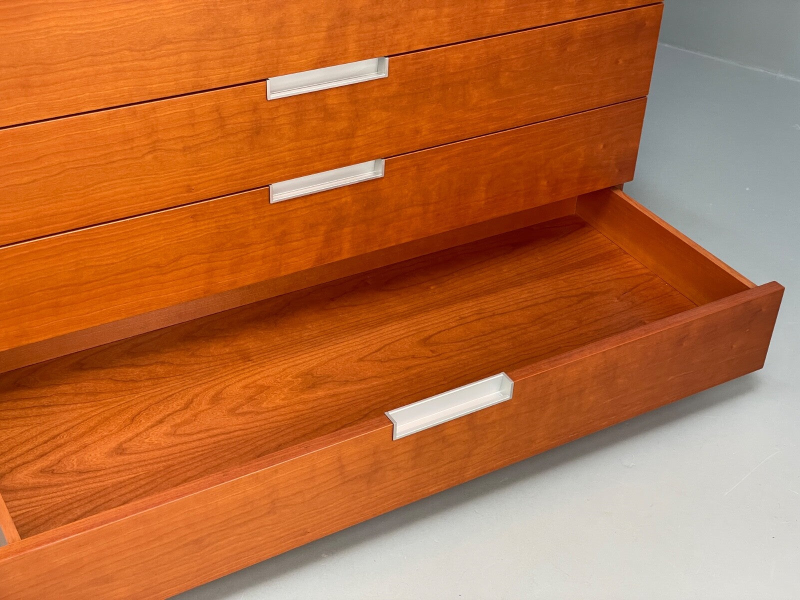 Vintage Cherry Chest Of Drawers Aluminium Details 1980s Design EB9809 MWOO - UKDK FURNITURE