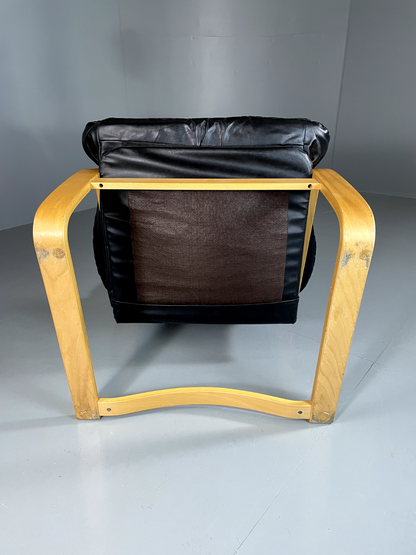 Danish Leather Bentwood Chair Vintage Vinyl Retro MCM EB5814 MBEN12