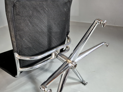 Vintage Danish Swivel Chair and Footstool Orange Chrome Retro 1980s EB7357 MSWI12