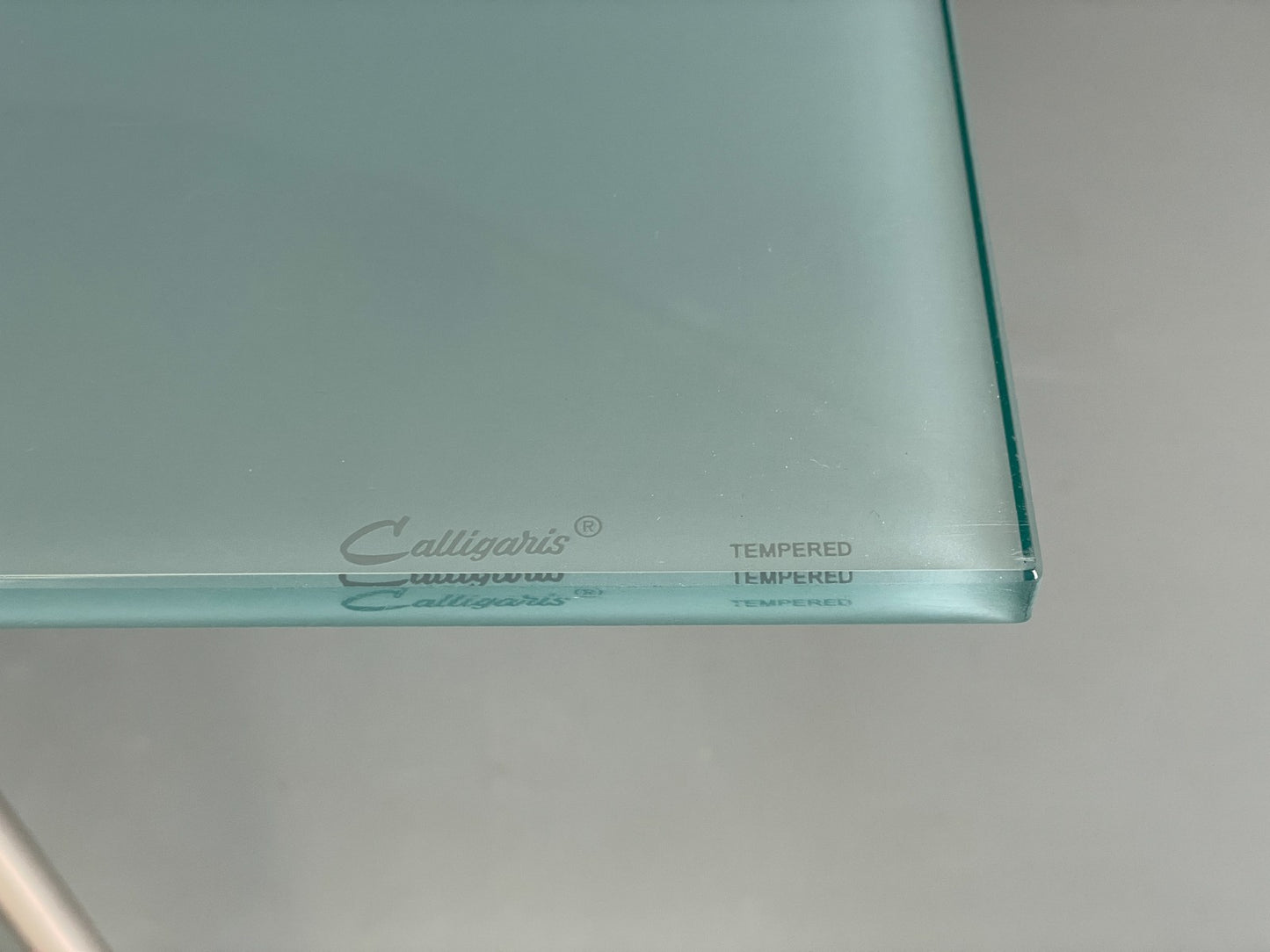 Italian Glass Dining Table Calligaris 'Play' Modern Steel Frame EB11542 MWOO6