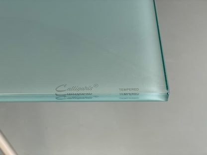 Italian Glass Dining Table Calligaris 'Play' Modern Steel Frame EB11542 MWOO6