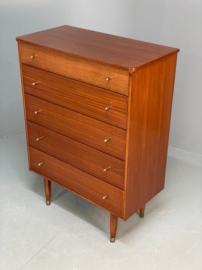Vintage Austinsuite Chest Of Drawers Walnut Brass Handles 1960s EB10677 MWOO22