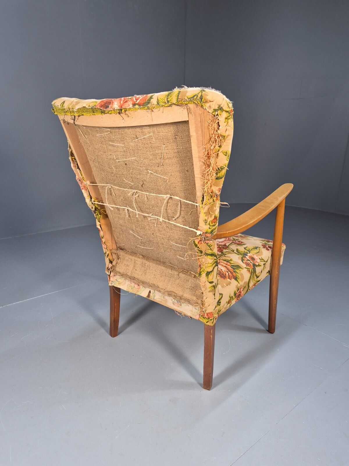 Vintage Danish Lounge Chair Reupholstery Project Beech Arm MCM Retro EB8917 MNOR - UKDK FURNITURE