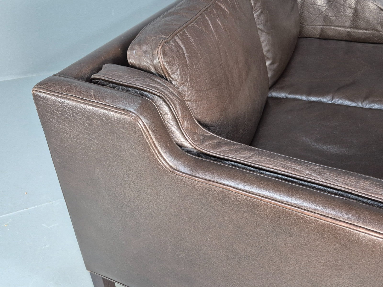 Midcentury Two Seater Sofa Brown Leather Vintage Danish 1970s Retro EB10101 M2SS13