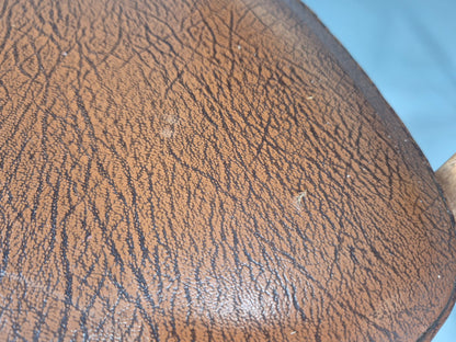 Vintage 1960s Dining Chairs - 3 In Brown Vinyl Beech Frames MCM EB10997 MDIN12