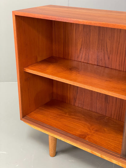 Vintage Teak Glazed Bookcase Danish 1970s Shelving Glass Retro EB11797 MWOO10