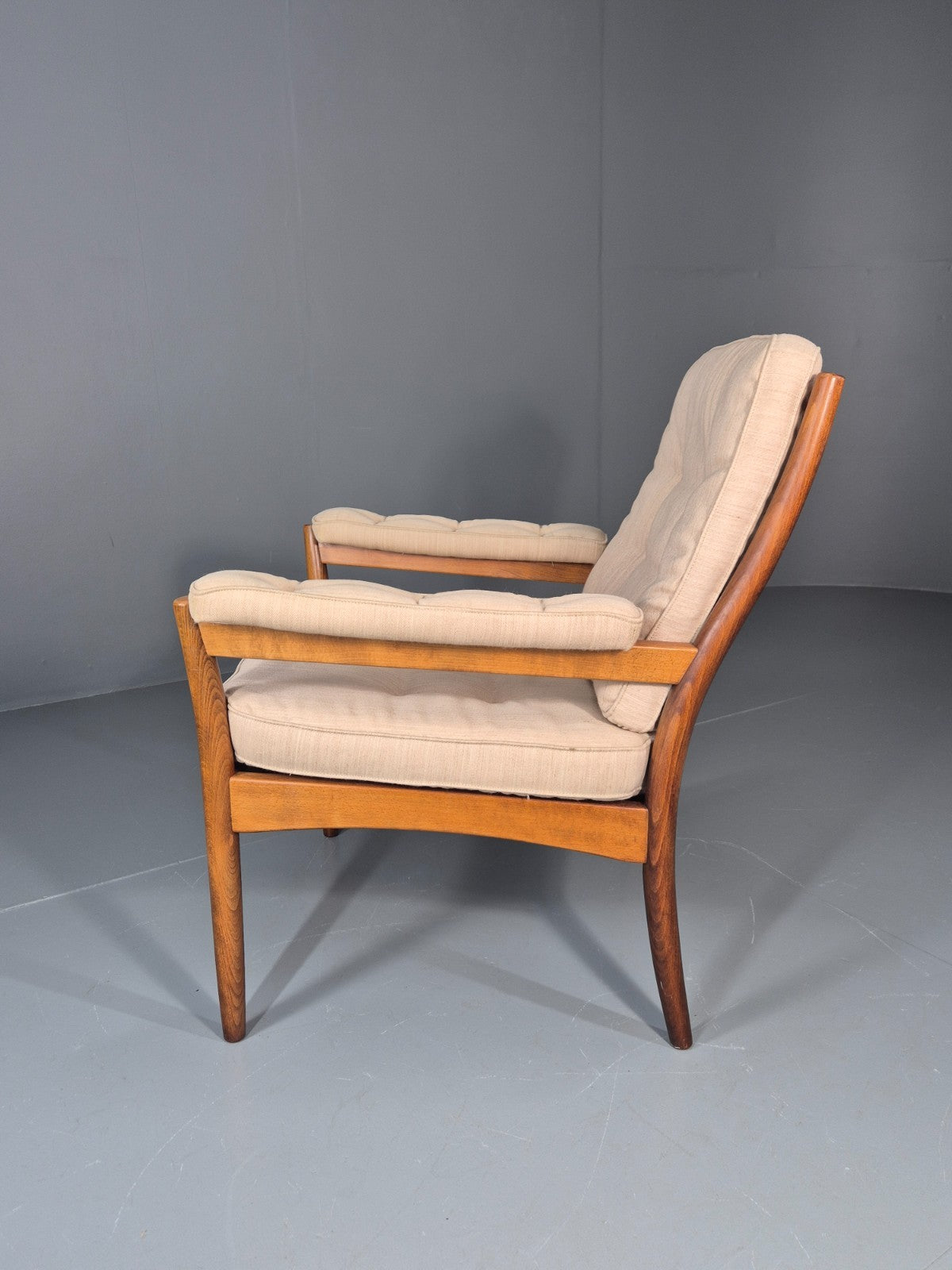 Vintage Gotte Lounge Chair 1970s Swedish Cream Cloth Retro MCM EB11332 MNOR13