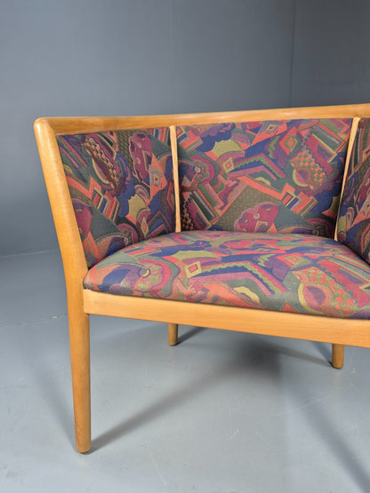 Vintage Danish Tub Chair 1980s Upholstery Beech Frame Retro MCM EB9289 MNOR - UKDK FURNITURE