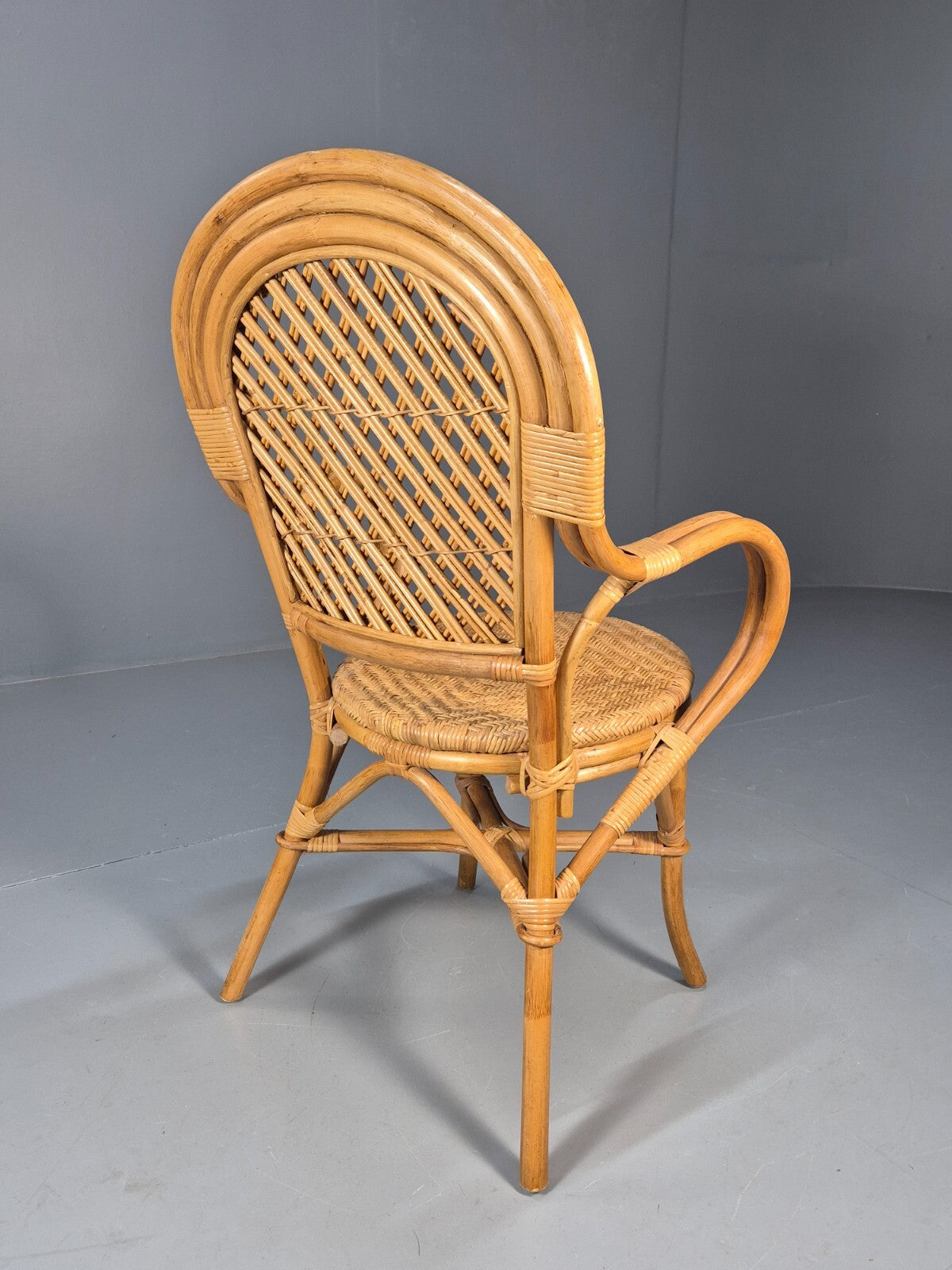 Vintage Cane Rattan Armchair 1980s Retro EB9685 VBER - UKDK FURNITURE