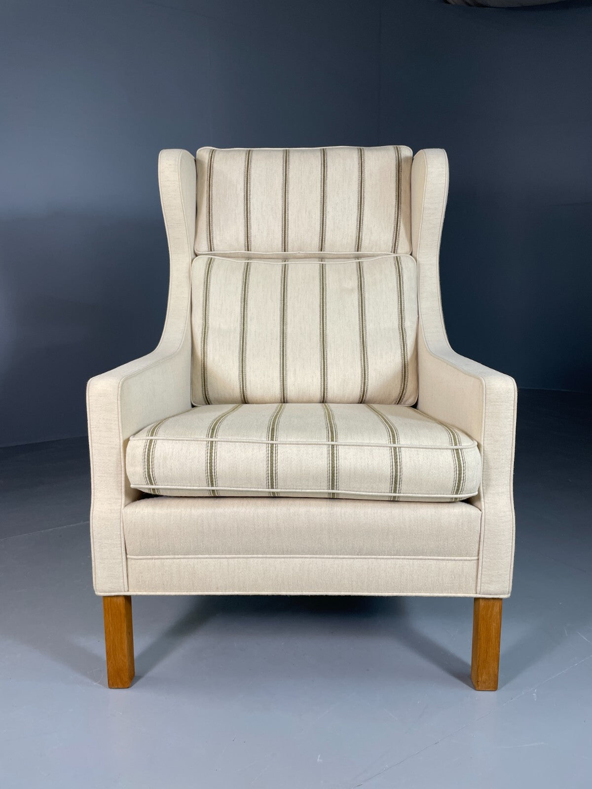 Vintage Danish Lounge Chair Cream Wool Wing Back 1979s Retro MCM EB6620 MNOR2