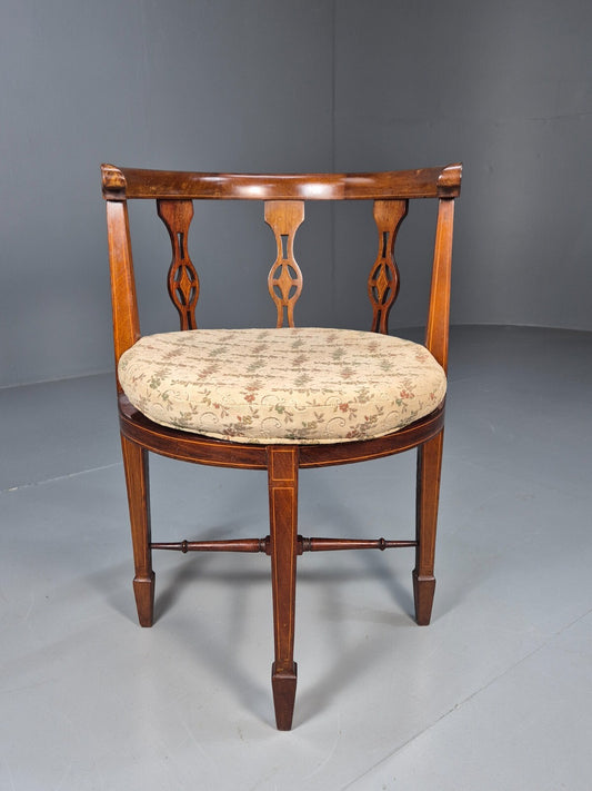 Antique Walnut Tub Chair Edwardian Sheraton Revival 1900s EB9476 VCLO - UKDK FURNITURE