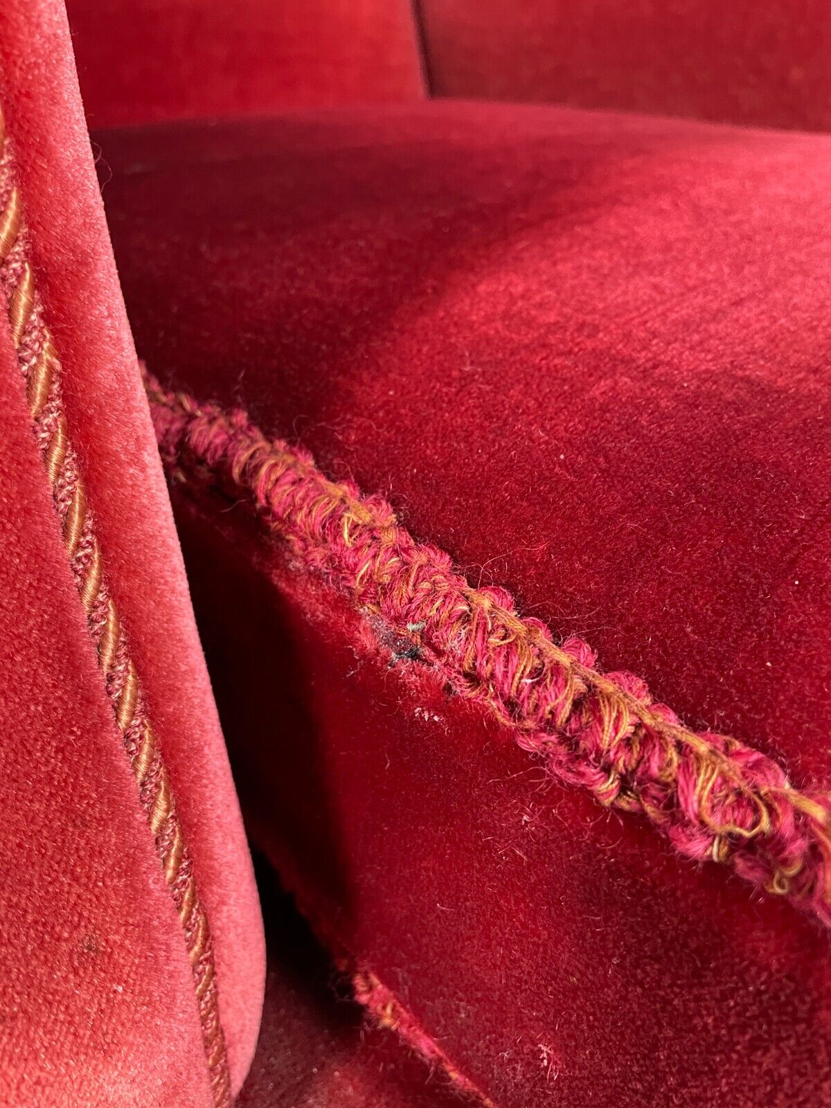 Vintage Danish Wingback Lounge Chair Red Velour Tassels 1940s Retro EB6450 VCLO - UKDK FURNITURE