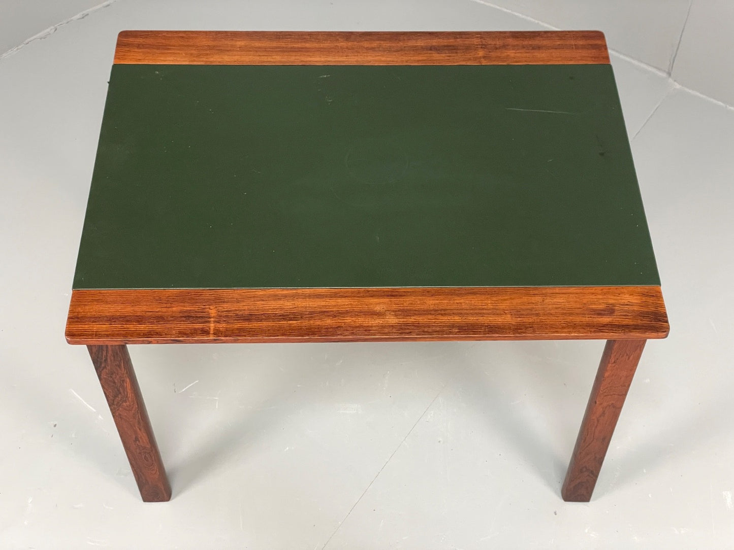 Vintage 1960s Side Table By Hans Olsen Sweden Green Leather Top EB11186 MWOO3