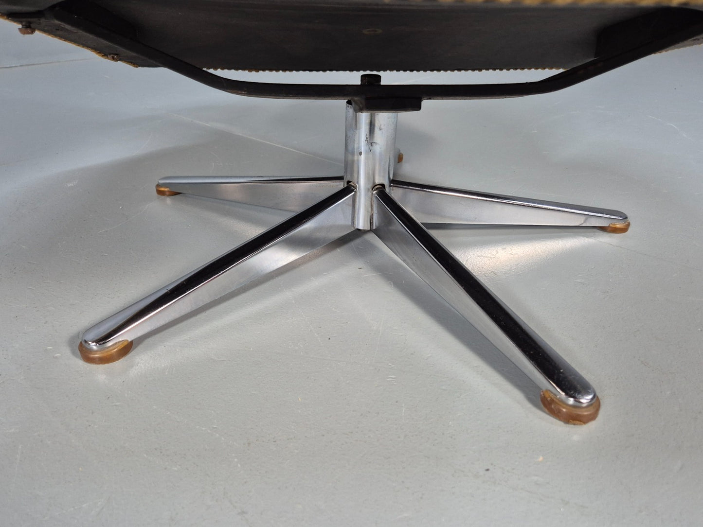 1970s Swivel Chair and Footstool Gold Corduroy Chrome Danish Elu EB10688 MSWI13